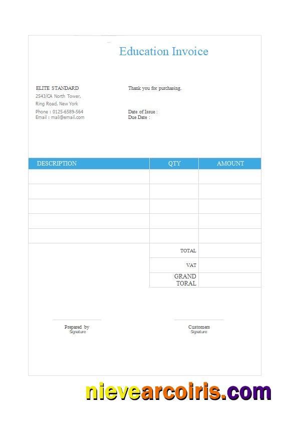 Free Education Invoice